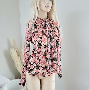 Floral dainty feminine forever21 sheer summer blouse top.